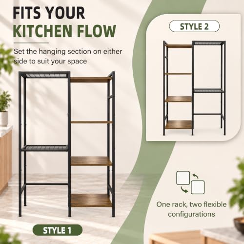 Pot and Pan Organizer Rack, Multi-Tier Bakers Rack, Kitchen Storage Shelf