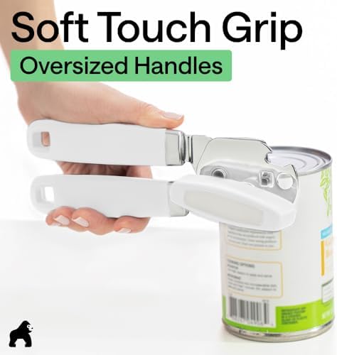 GORILLA GRIP Upgraded Model Stainless Steel Manual Can Opener, White