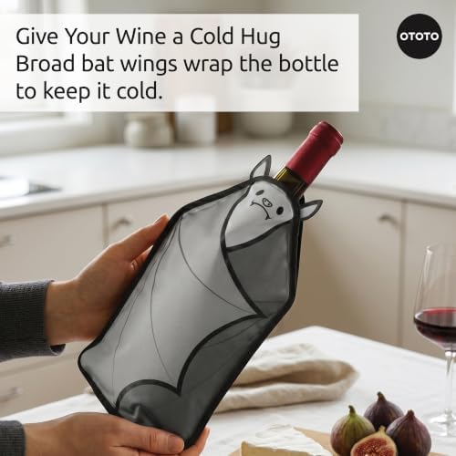OTOTO Vino Wine Cooler Sleeve - Bat Cooler Sleeve for Wine Bottles & Glass Bottles, Reusable Bottle Cooler Sleeve, Halloween Spooky Gifts, Gothic Gifts, Unique Kitchen Gadgets