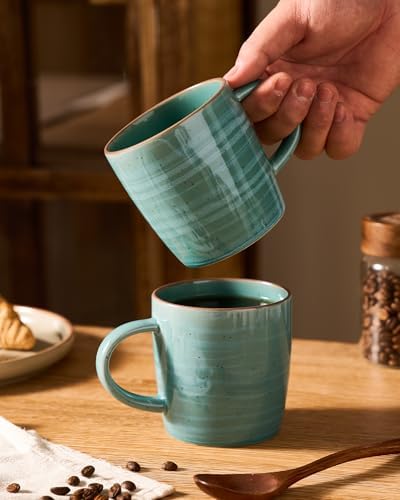 famiware Coffee Mugs Set of 4, Meteor 13 oz Ceramic Mug Cup Set with Handle