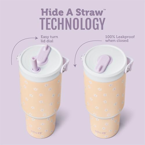Ello Oasis Go+ 26oz Insulated Stainless Steel Tumbler with Straw, Daisies