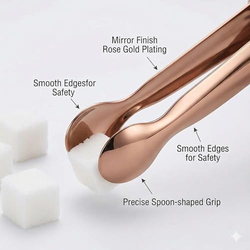 Small Serving Tongs, Mini Stainless Steel Sugar Tongs for Ice, Candy, Appetizers, Charcuterie, Kitchen Serving Utensils, Rose Gold