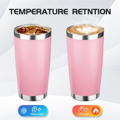 StarSpeed 20oz Stainless Steel Travel Coffee Tumbler,Light Pink