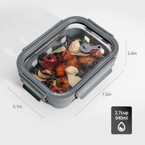 GENICOOK 5 Pc Glass Meal Prep Containers with Glass Lids