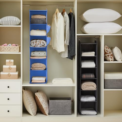 YOUDENOVA Hanging Closet Organizer and Storage, 6-Shelf, Blue