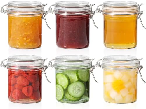 ComSaf Small Mason Glass Jars with Airtight Lids 8 oz 6 Pack Pantry