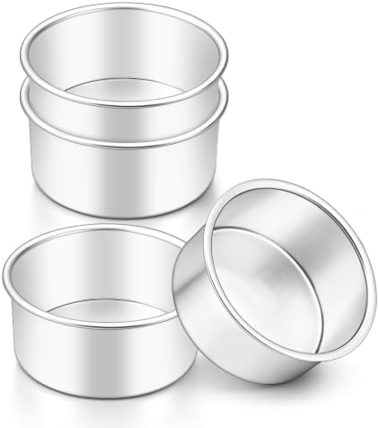 LIANYU 4 Inch Round Cake Pan Set, Mini Round Baking Pans of 4