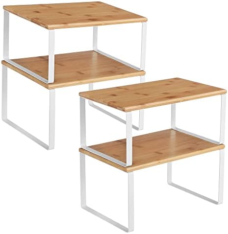 SONGMICS Cabinet Organizer Shelf, Set of 4 Spice Rack, Kitchen Storage