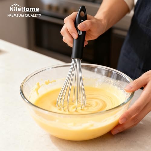 NileHome Whisk 10" Kitchen Whisk,Black Silver