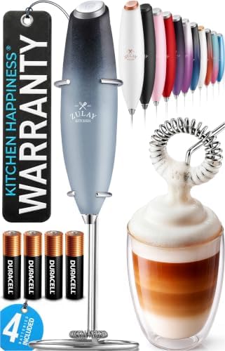 Zulay Kitchen Powerful Milk Frother Wand With Duracell Batteries - Ultra Fast Handheld Drink Mixer - Electric Whisk Foam Maker for Coffee, Lattes, Cappuccino & Matcha - Z1 Motor - Storm Blend
