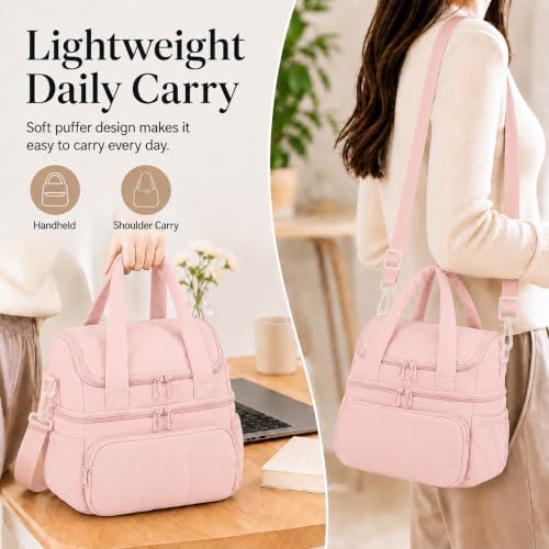 Lunch Bag for Women Large Insulated Lunch Box Double Deck Puffer Lunch Tote