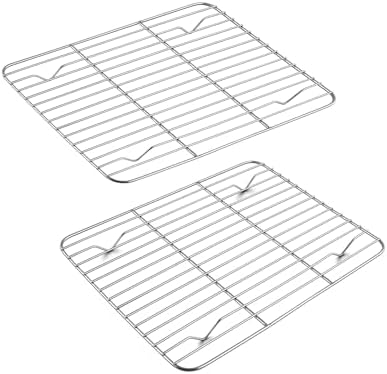 TeamFar Cooling Rack, 9.75” x 7.5” Stainless Steel Wire Baking Rack, 2PCS