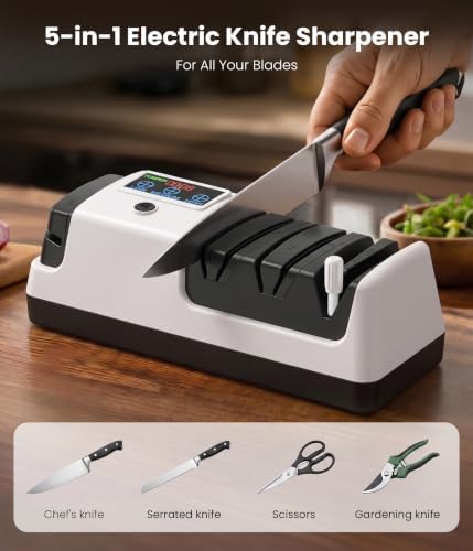 Newise Electric Knife Sharpener for Kitchen Knives, 3-Stage, White