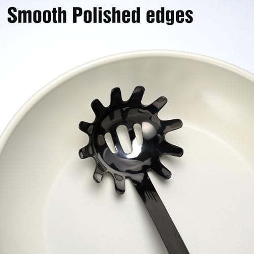 Black Stainless Steel Pasta Spoon, Spaghetti Server, Pasta Fork