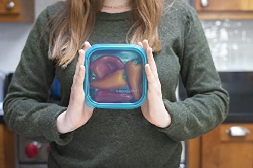 U-Konserve 15 oz Stainless Steel Bento Box Food Container Teal Silicone Lid