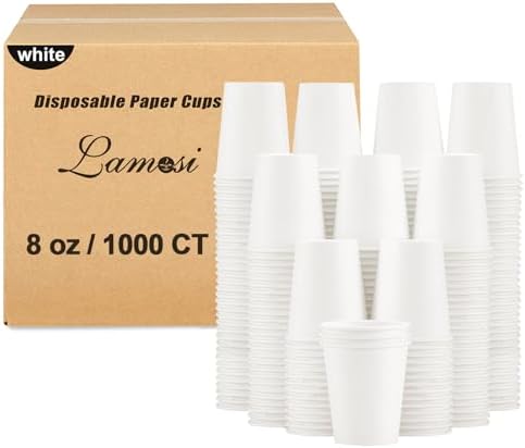 Lamosi 1000 Pack Paper Cups 8 oz, Disposable Coffee Cups, Paper Coffee Cups