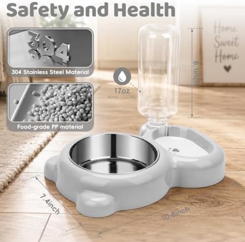 2-in-1 Dog Cat Bowl, Cat Food and Water Bowl Set, White