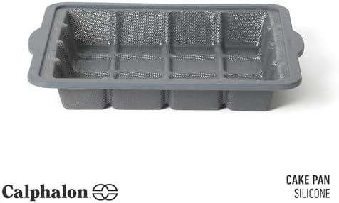 Calphalon Omni 8.3 x 7.4-Inch Cake Pan with GlassFlex Technology, Flexible Silicone & Micro-Woven Glass Core for Ultra Airflow & Even Baking, Grey