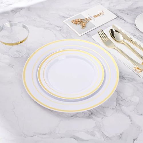 BESTVIP 100PCS Gold Plastic Plate, Disposable Party Plates