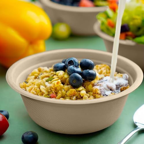 JINVOGREEN 200 Count 16 oz Compostable Paper Bowls Disposable, Natural