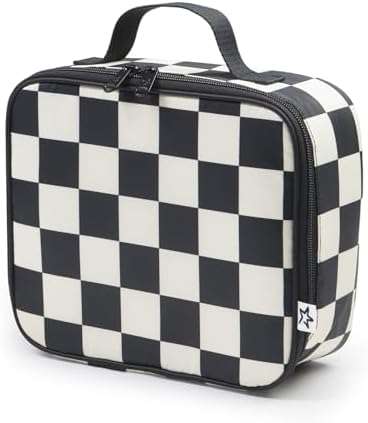Tiny Twinkle Insulated Lunch Box for Girls and Boys | Durable and Reusable for School & Travel | Ages 3 and Up | Waterproof and Easy to Clean | PFAs and BPA Free（Black Checkers）