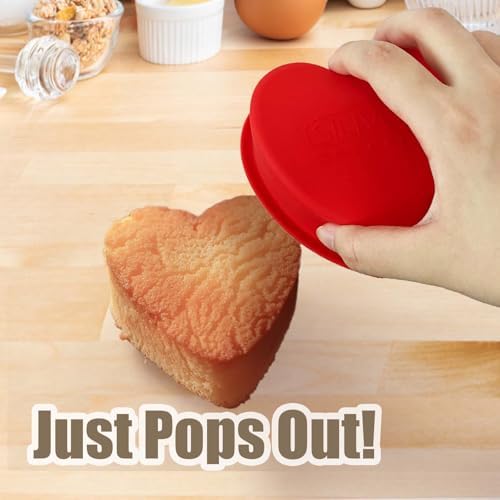 SILIVO 4 inch Heart Cake Pans, 6 Pack Nonstick Mini Heart Shaped Cake Pans