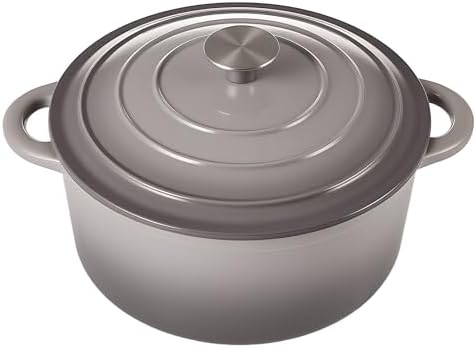Miereirl 6 Quart Enameled Dutch Oven Pot with Lid, Cast Iron Dutch Oven with Dual Handles for Bread Baking, Cooking, Non-stick Enamel Coated Cookware, Grey