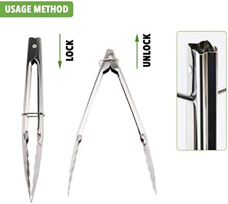 HINMAY 7-Inch Small Stainless Steel Serving Tongs, Set of 3 (Silver)