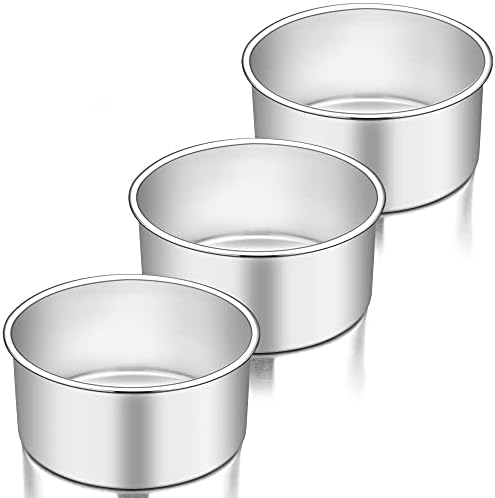 TeamFar 6 Inch Cake Pan, 6” x 3” Stainless Steel Round Baking Pan Set of 3