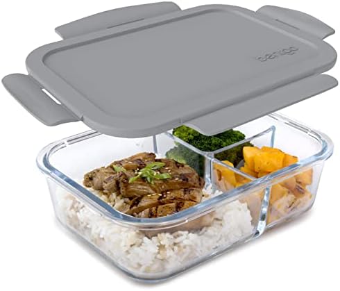 Bentgo Glass Lunch Box, Leak-Proof, 3-Compartment, 5-Cup Capacity