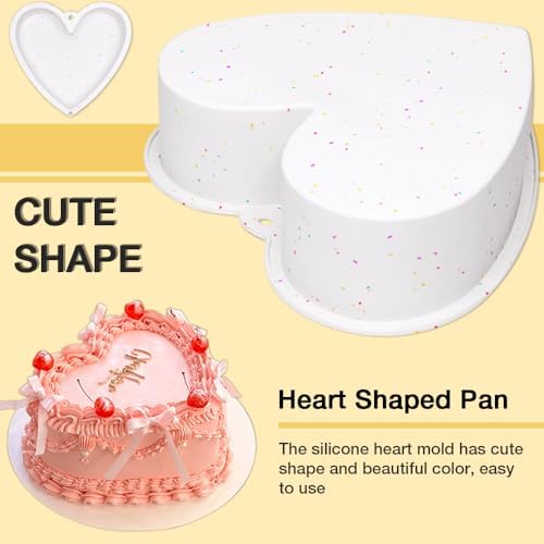 Alimat PluS 8 Inch Heart Shaped Cake Pans Set of 2 with Hanging Hole(White)