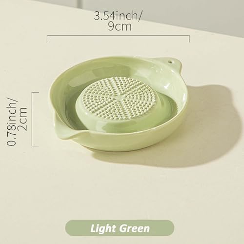 3.5 Inch Green Ceramic Grater Plate for Ginger, Garlic, Onion, Cheese, Lemon, Chocolate, Vegetables and Fruits for Kitchen (1 Pcs, Green)