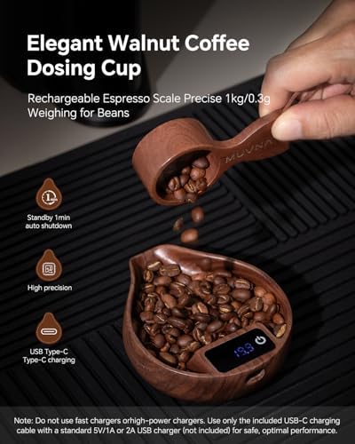 Walnut Coffee Bean Scale 20g/0.1g Precision with Spoon