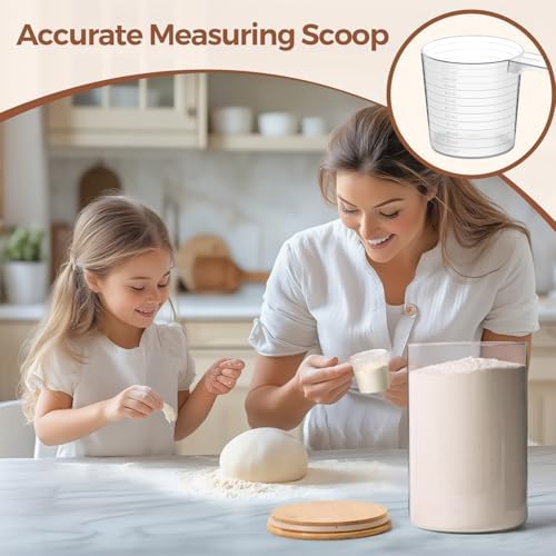 ComSaf Glass Storage Jars with Bamboo Lids 3.9 Qt 2 Pack Large Pantry Round