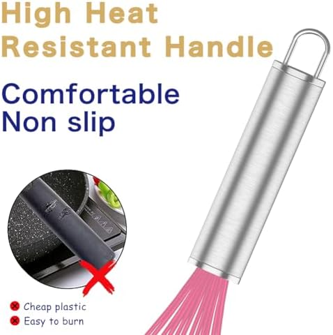 OYV Pink Silicone Whisk Set of 3, 8/10/12 Inch, Non-Scratch