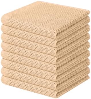 Homaxy 100% Cotton Waffle Weave Kitchen Dish Cloths 8-Pack, Apricot