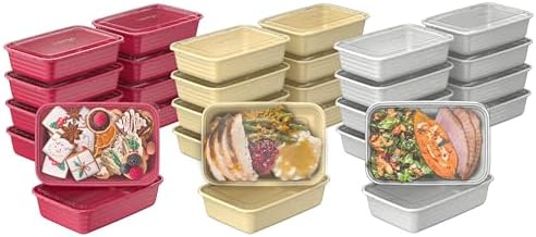 Bentgo Prep 60-Piece Holiday Food Storage Set - 1-Compartment Meal Prep Containers, 4-Cup Capacity, Reusable, Durable, PFAS & BPA-Free, Microwave/Freezer/Dishwasher Safe (Holiday Glitter Collection)