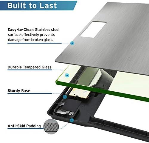 Etekcity Stainless Steel Digital Body Weight Bathroom Scale Step-On Technology Large Blue LCD Backlight Display, 400 Pounds, Grey, 12x12 Inch (Pack of 5)