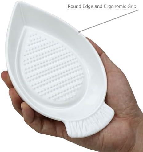 EIKS Ceramic Grater Plate Grinding Dish with Spoon and Brushes