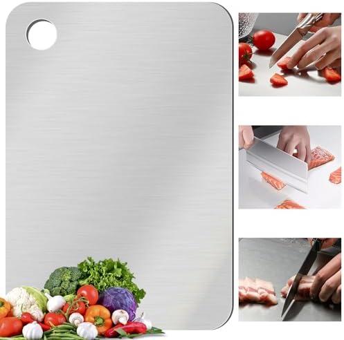 Titanium Stainless Steel Cutting Boards for Kitchen, Double Sided