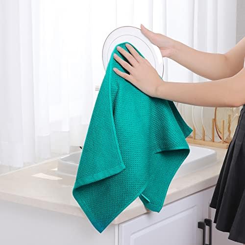 Homaxy 100% Cotton Waffle Weave Kitchen Dish Towels 12-Pack, Teal