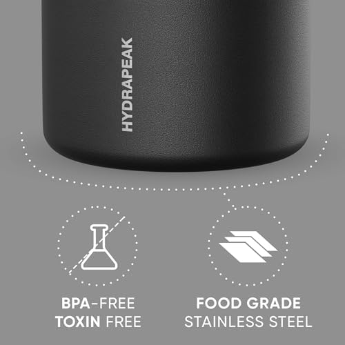 Hydrapeak 25oz Stainless Steel Vacuum Insulated Food Jar for Hot Food and Cold Food, Wide Mouth Leak-Proof Soup Jar for Adults, 10 Hours Hot and 16 Hours Cold (Black) (Pack of 3)