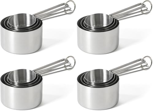 Martha Stewart Richburn 4-Piece Stainless Steel Measuring Cups Set – Durable and Accurate Kitchen Measuring Tools for Baking and Cooking (Pack of 4)