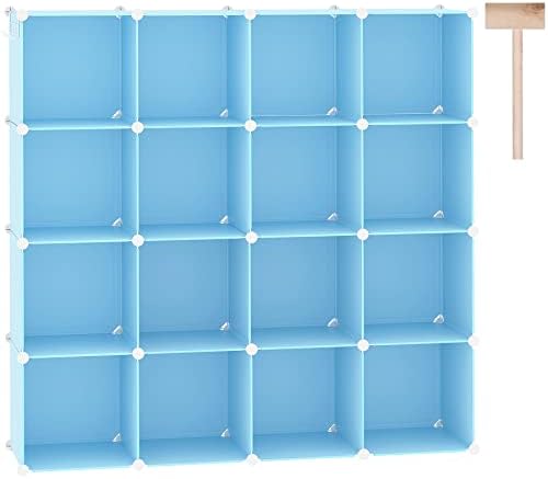 C&AHOME 16 Cube Storage Organizer Cube Shelves Units Storage Cubes, Blue