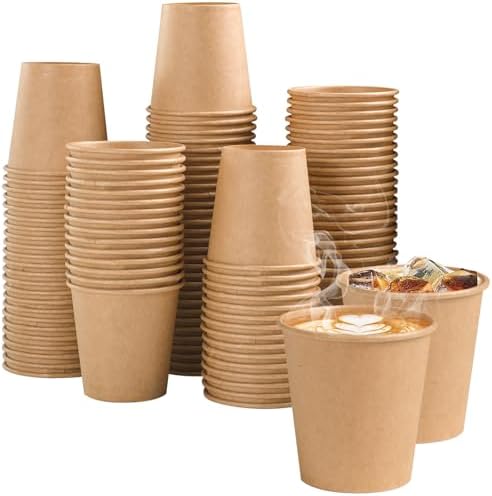 Lamosi 100 Count 3 oz Kraft Paper Cups, Disposable Small Coffee Cups