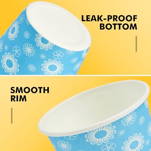 RACETOP 3 oz Bathroom Cups 300 Pack, Small Paper Cups, Blue Floral