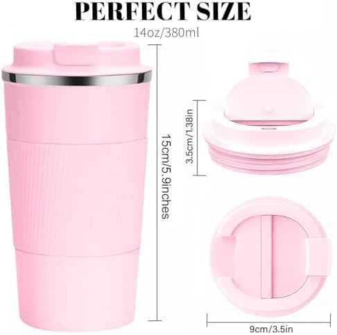 Insulated Travel Coffee Mug, Stainless Steel Coffee Cup with Leakproof Lid