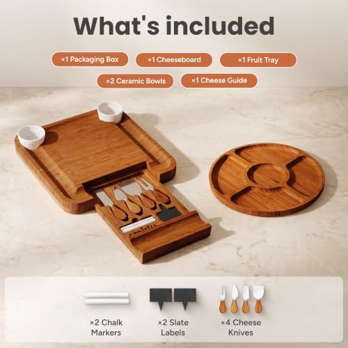SMIRLY Charcuterie Board Set with Serving Accessories, Bamboo Brown