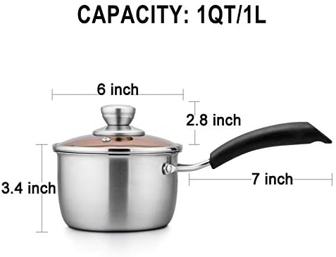 TeamFar 1 Quart Saucepan, Stainless Steel Saucepan with Lid