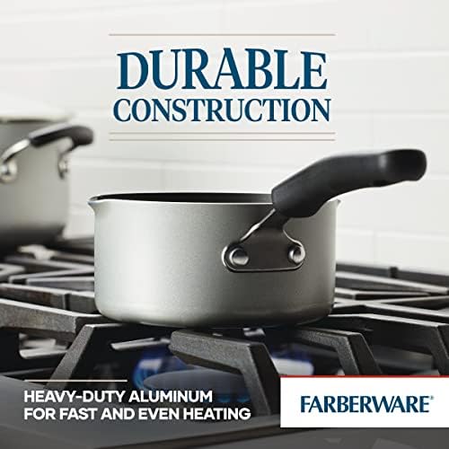 Farberware Cookstart DiamondMax Nonstick Straining Saucepan, 1-Qt, Silver